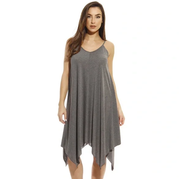 Just Love Handkerchief Dress / Summer Dresses (Heathered Grey, Small) Just Love Handkerchief Dress / Summer Dresses (Heathered Grey, Small)